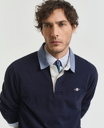Gant heavy rugger shield polo donkerblauw | Regular-fit
