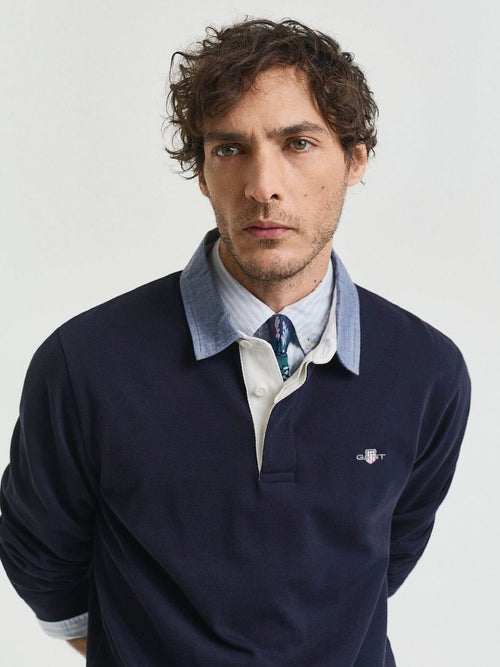 Gant heavy rugger shield polo donkerblauw | Regular-fit
