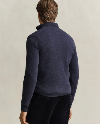 Halfzip lamswol trui donkerblauw
