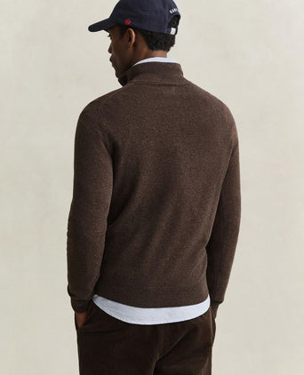 Halfzip lamswol trui bruin