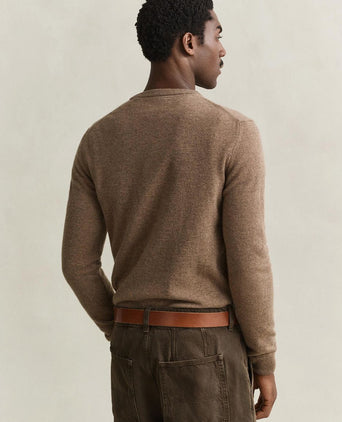 Halfzip lamswol trui camel