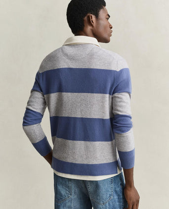 Rugger polo knitted lamswol blauw grijs