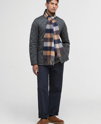 Barbour sjaal tattersall donkerblauw beige