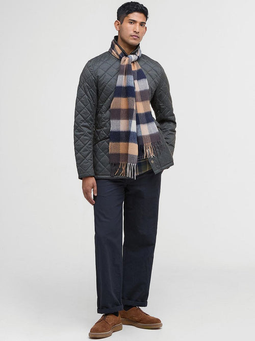 Barbour sjaal tattersall donkerblauw beige