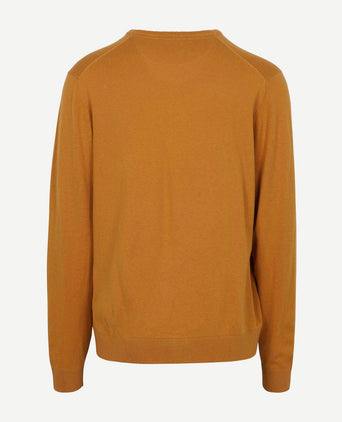 Trui merino blend v-hals geel