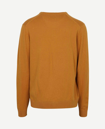 Trui merino blend v-hals geel