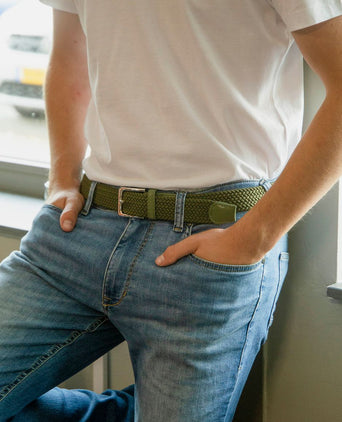 Geweven riem legergroen