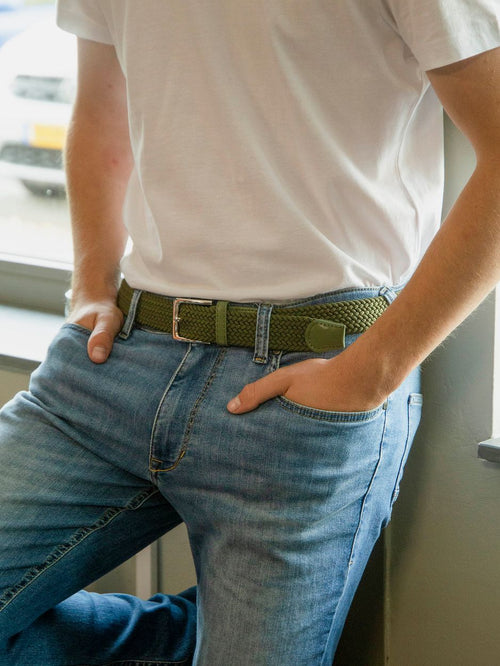 Geweven riem legergroen