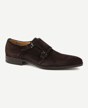 Amalfi schoen monk strap bruin suede