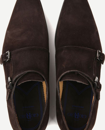 Amalfi schoen monk strap bruin suede