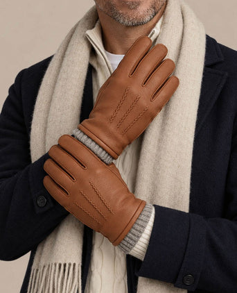 Handschoen leer camel