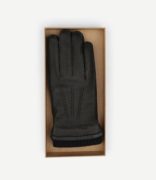 Handschoen leer zwart