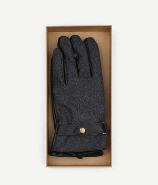 Suitable handschoen wool leer antraciet zwart Suitable handschoen wool leer antraciet zwart