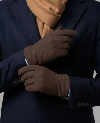 Suede handschoen donkerbruin