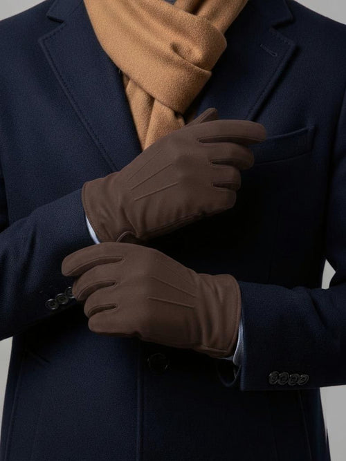 Suede handschoen donkerbruin