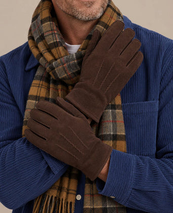 Suede handschoen donkerbruin