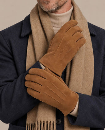 Suede handschoen cognac