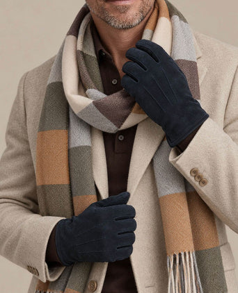 Suede handschoen donkerblauw