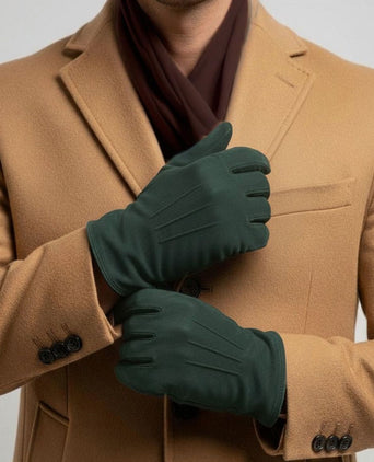 Suede handschoen donkergroen