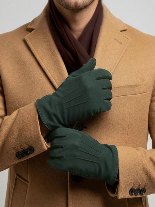 Suede handschoen donkergroen