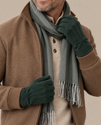 Suede handschoen donkergroen