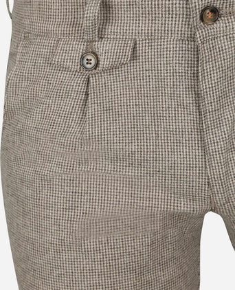 Suitable chino Pico pleat flanel print beige