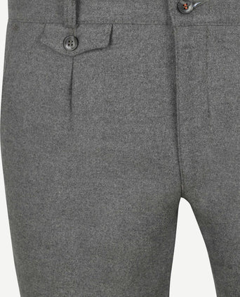 Suitable chino Pico pleat flanel grijs