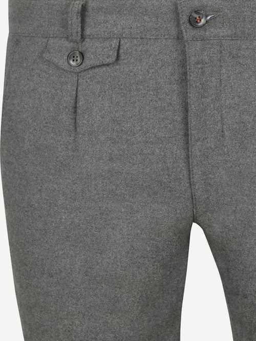 Suitable chino Pico pleat flanel grijs