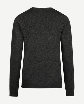 Dames pullover v-hals merinowol antraciet