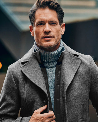 Caban coat wol grijs