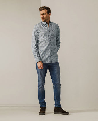 State of Art overhemd leafs blauw | Regular-fit