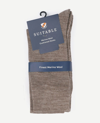 Merino sokken taupe (2-pack)
