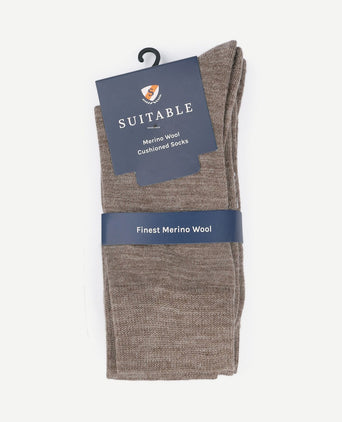 Merino sokken taupe (2-pack)