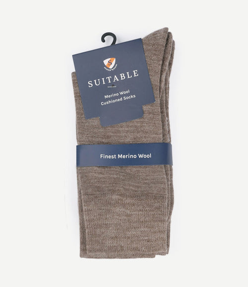 Merino sokken taupe (2-pack)