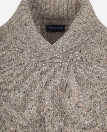 Trui shawl tweed eco wool taupe
