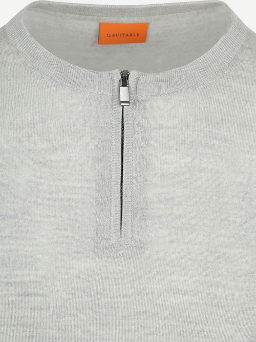 Crew zip merino grijs