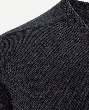 V-hals lamswol charcoal grijs