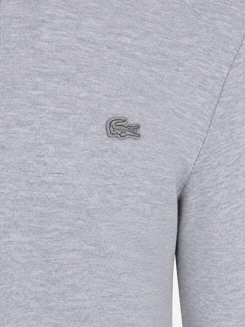 Longsleeve poloshirt piqué licht grijs