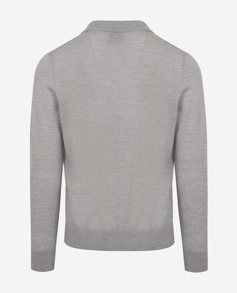 The robert long sleeve poloshirt merino grijs