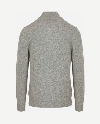 halve rits pullover lamswol melange grijs