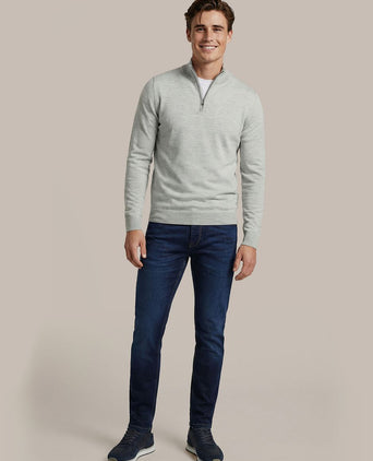 Crew zip merino grijs