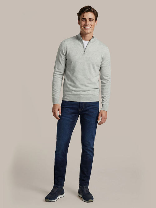 Crew zip merino grijs