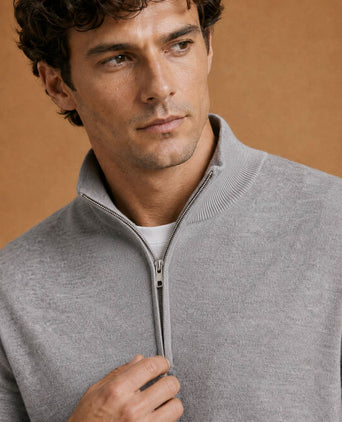 The michael halve rits pull merino grijs