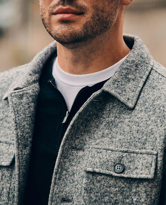 Overshirt boiled wool blend grijs