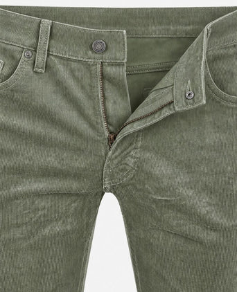 Broek Lyon tapered corduroy groen