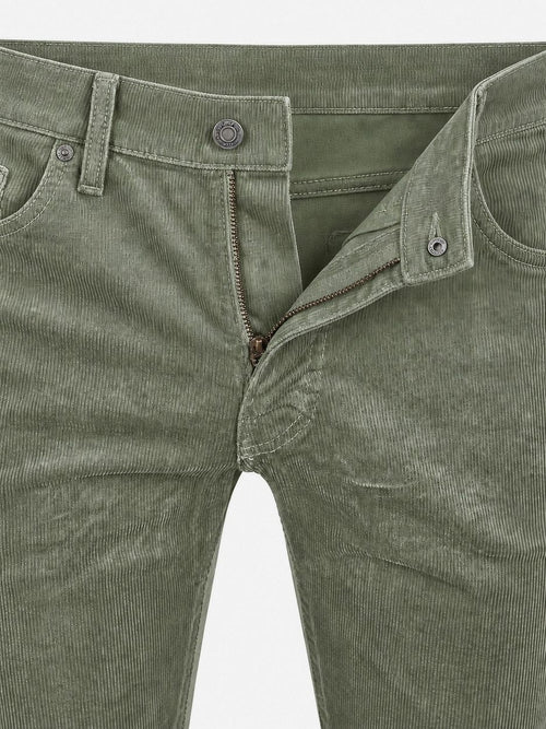 Broek Lyon tapered corduroy groen