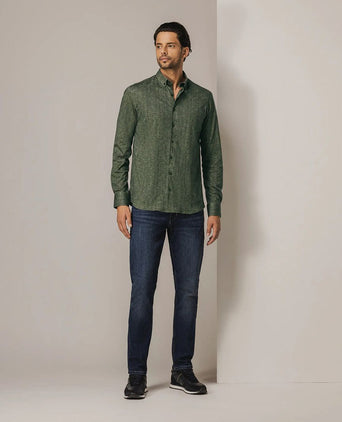 State of Art overhemd jersey herringbone groen | Regular-fit