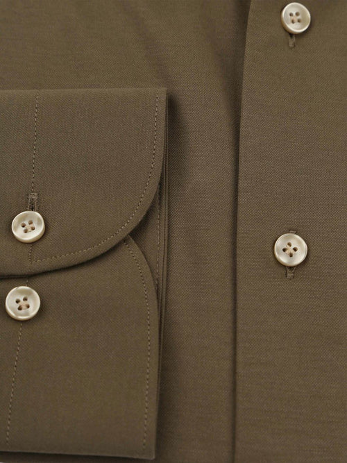 Profuomo japanese knitted overhemd army groen | Slim-fit