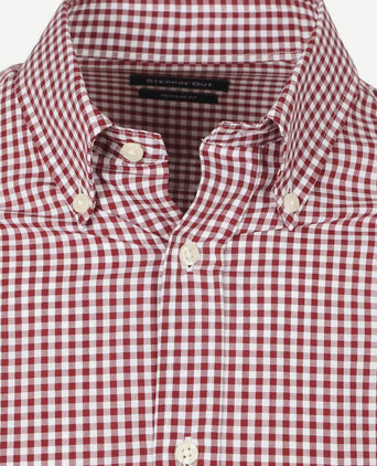 Steppin' Out poplin overhemd ruit rood | Regular-fit