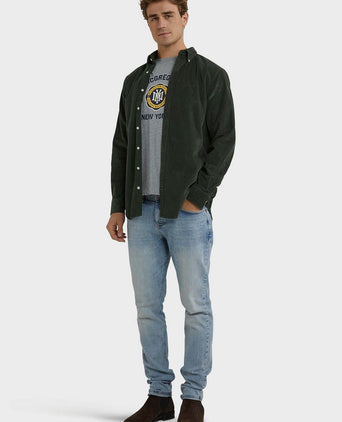 McGregor overhemd corduroy olijfgroen | Regular-fit
